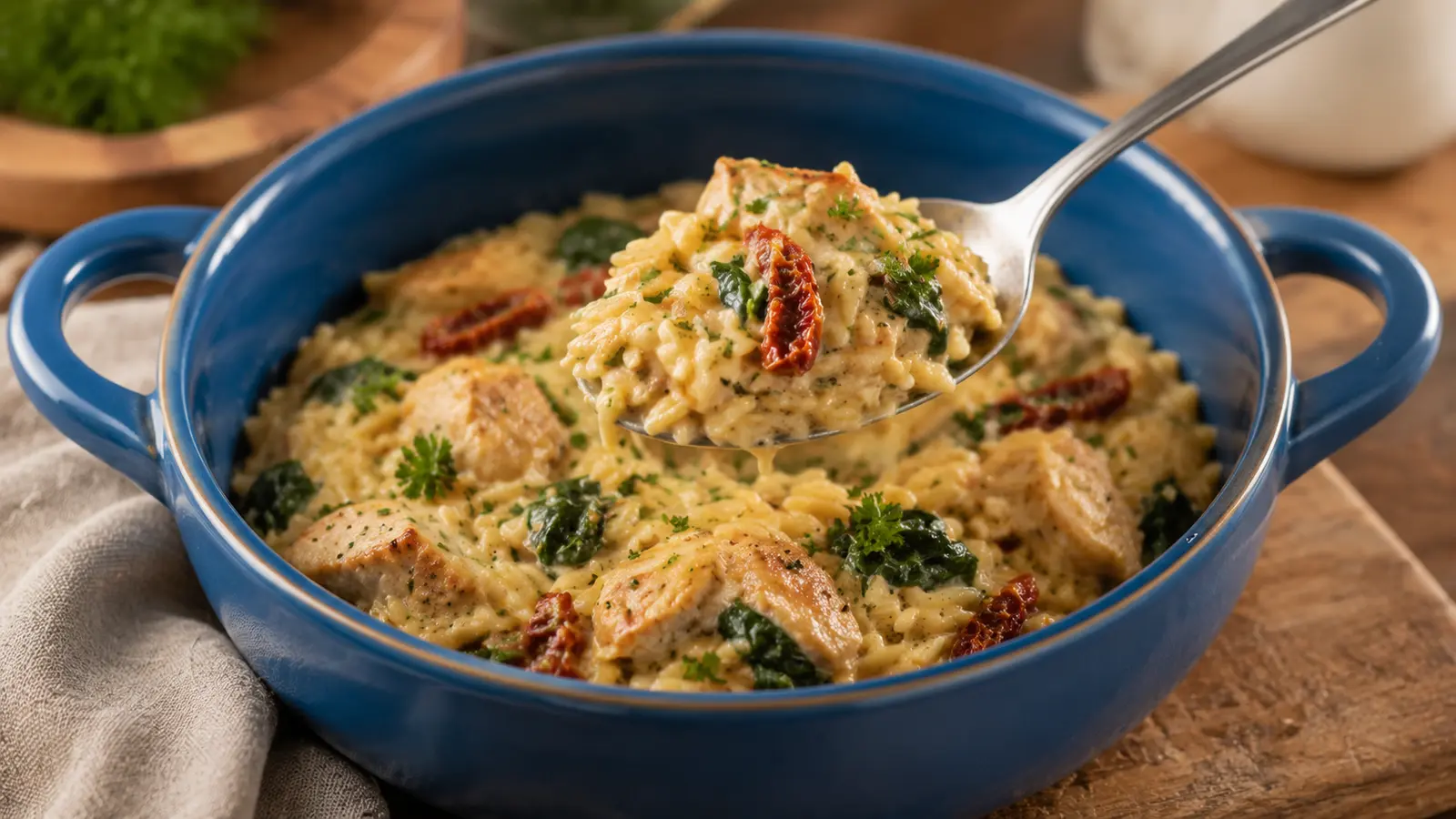 Creamy Boursin Cheese and Chicken Orzo